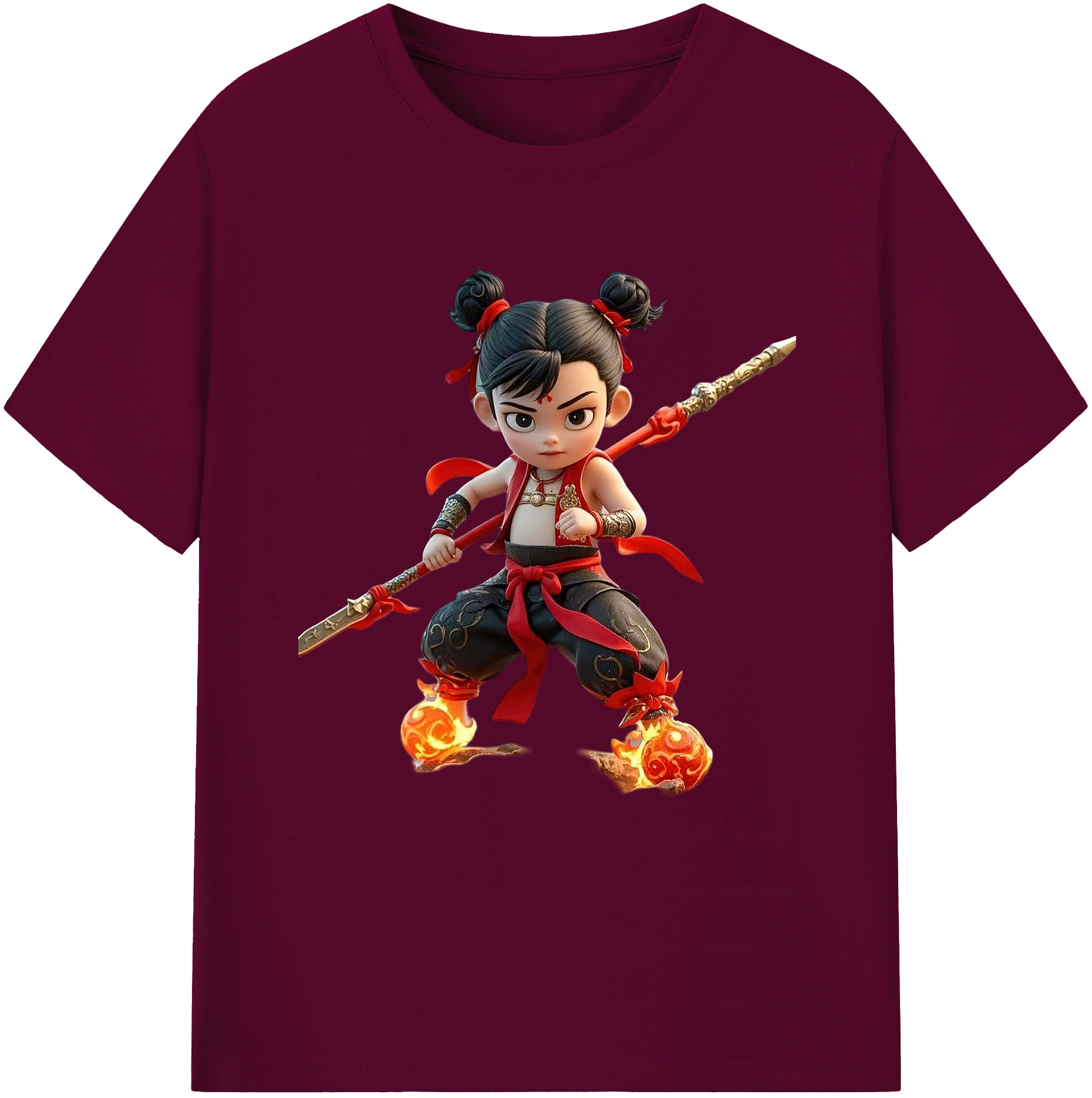 （画像用） Ne Zha 2 ナタ 魔童の大暴れ レディースカジュアルプリントTシャツ（綿100％）